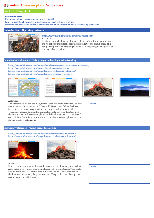 DKfindout! Volcanoes Lesson plan